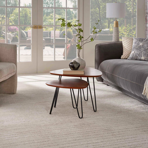 Nourison Andes Ridge Carpet in Ivory elegantly complements a contemporary living space, adding warmth and style.