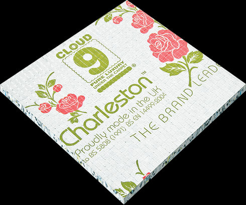 Cloud 9 Charleston 9mm Carpet Underlay – A premium domestic underlay by Ball & Young, featuring a luxurious feel, high-density APT foam core, and superior thermal and acoustic insulation. Designed for comfort and durability, proudly made in the UK.
