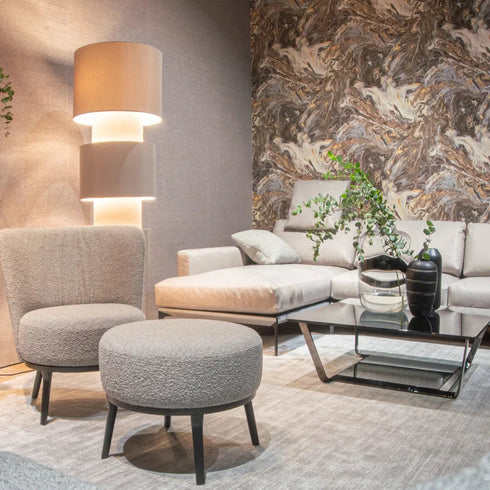 Soft grey ITC Galaxy carpet in a modern, minimalist living room corner with neutral tones, enhancing the stylish and cozy ambiance.